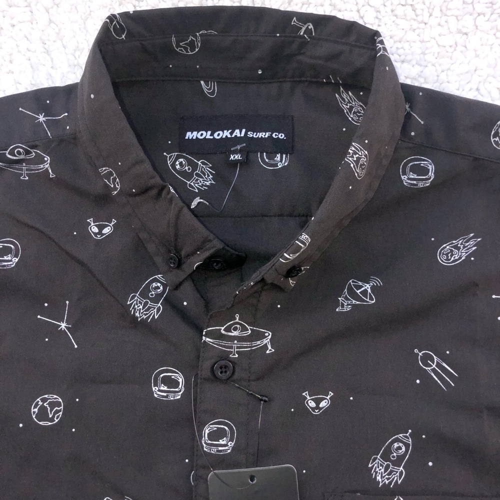 Molokai Shirt Button Down Alien Outer Space Space… - image 3